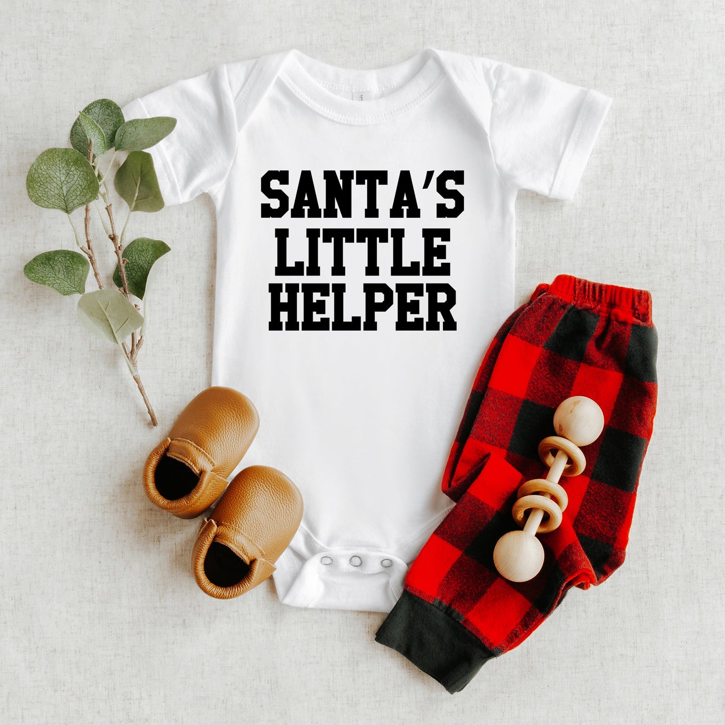 Santa's Little Helper Words | Baby Graphic Short Sleeve Bodysuit