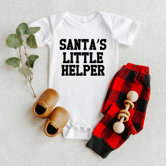 Santa's Little Helper Words | Baby Graphic Short Sleeve Bodysuit