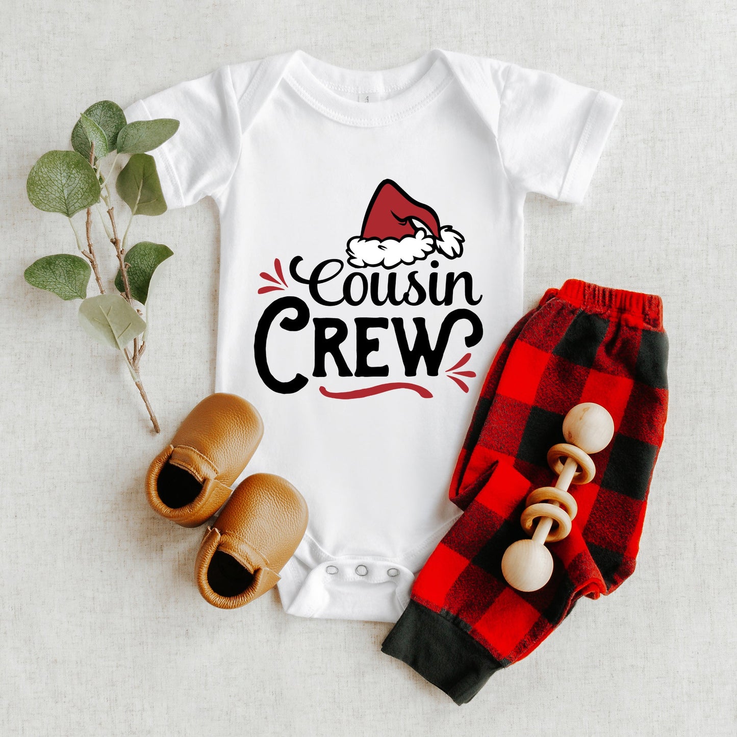 Cousin Crew Santa Hat | Baby Graphic Short Sleeve Bodysuit