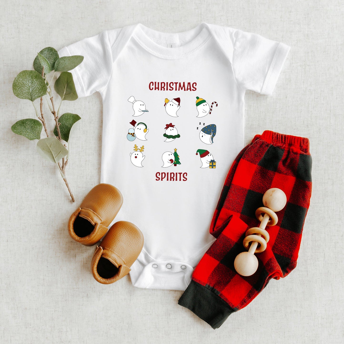 Christmas Spirits Red Words | Baby Graphic Short Sleeve Bodysuit