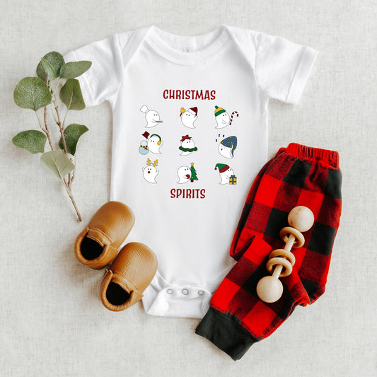 Christmas Spirits Red Words | Baby Graphic Short Sleeve Bodysuit