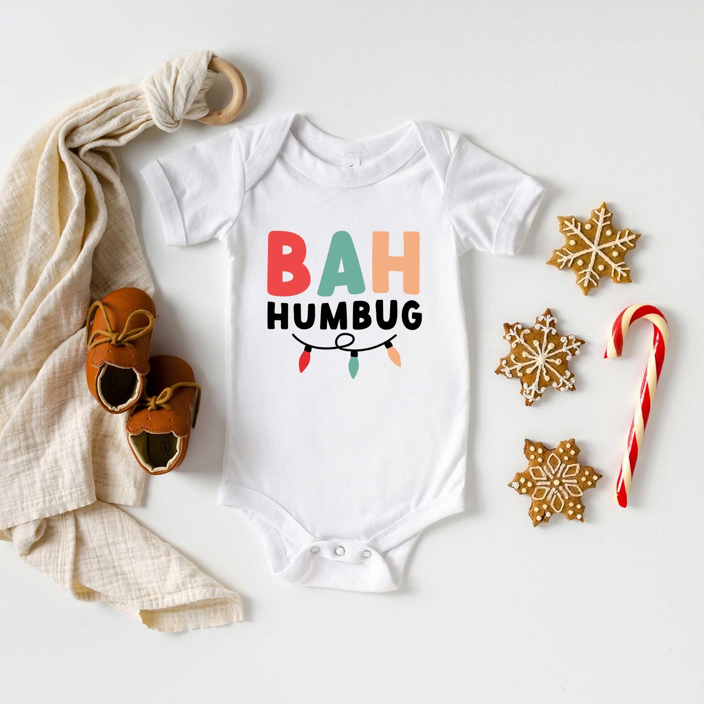 Bah Humbug Lights | Baby Graphic Short Sleeve Bodysuit