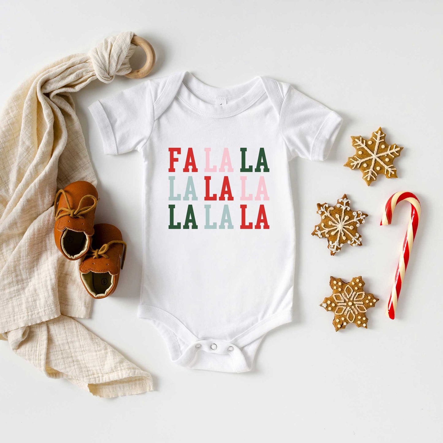Colorful Fa La La | Baby Graphic Short Sleeve Bodysuit