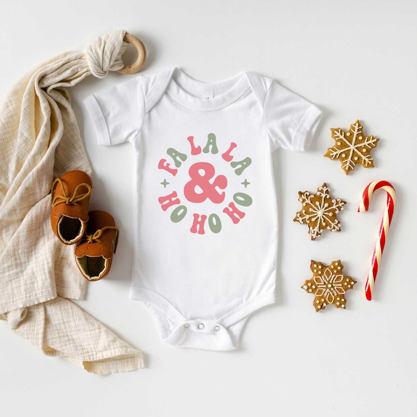 Fa La La And Ho Ho Ho | Baby Graphic Short Sleeve Bodysuit
