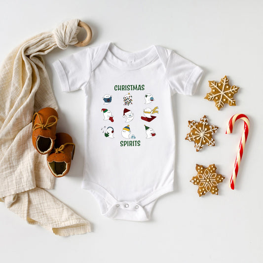 Christmas Spirits Green Words | Baby Graphic Short Sleeve Bodysuit