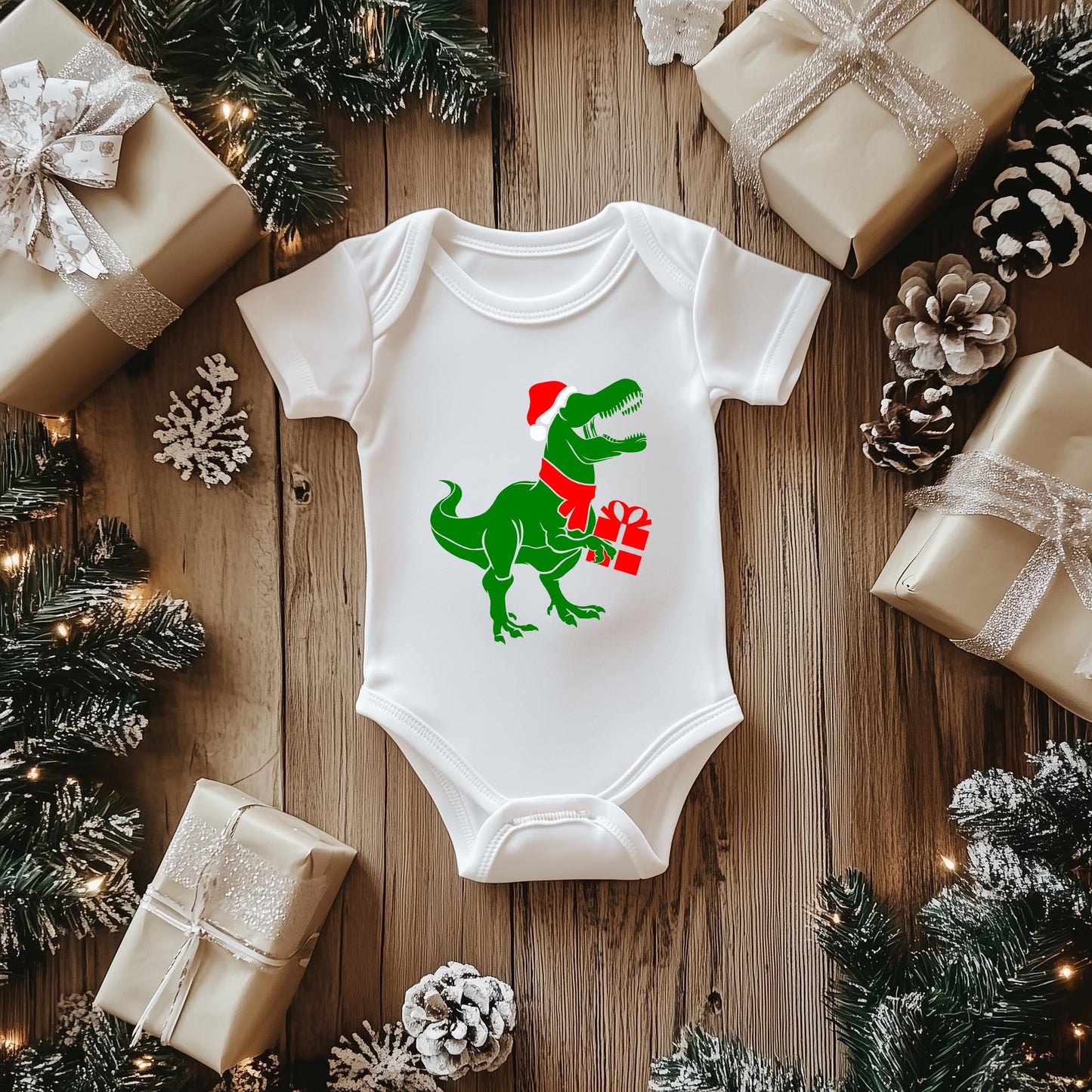 Dino Present | Baby Graphic Short Sleeve Bodysuit