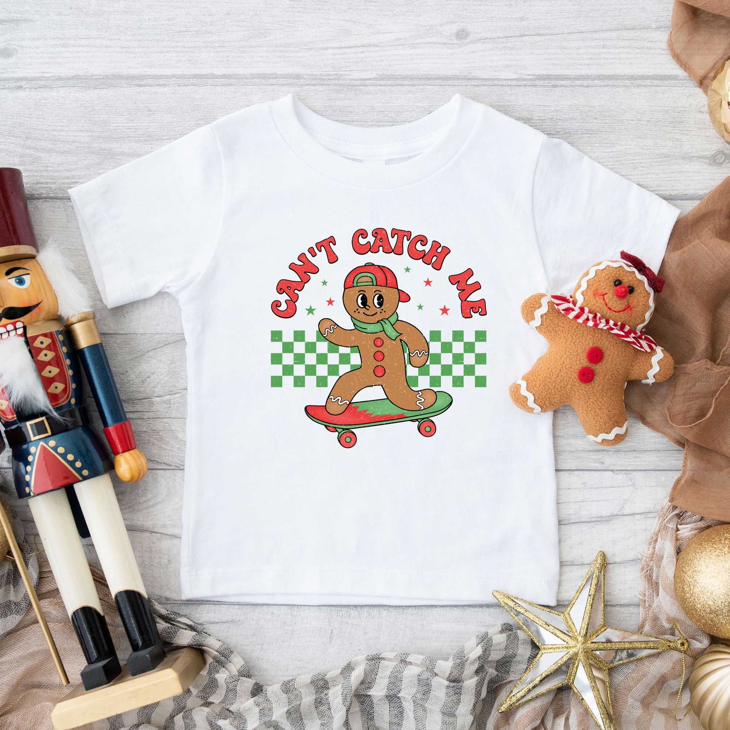 Gingerbread Man Skateboard | Toddler Graphic Short Sleeve Tee