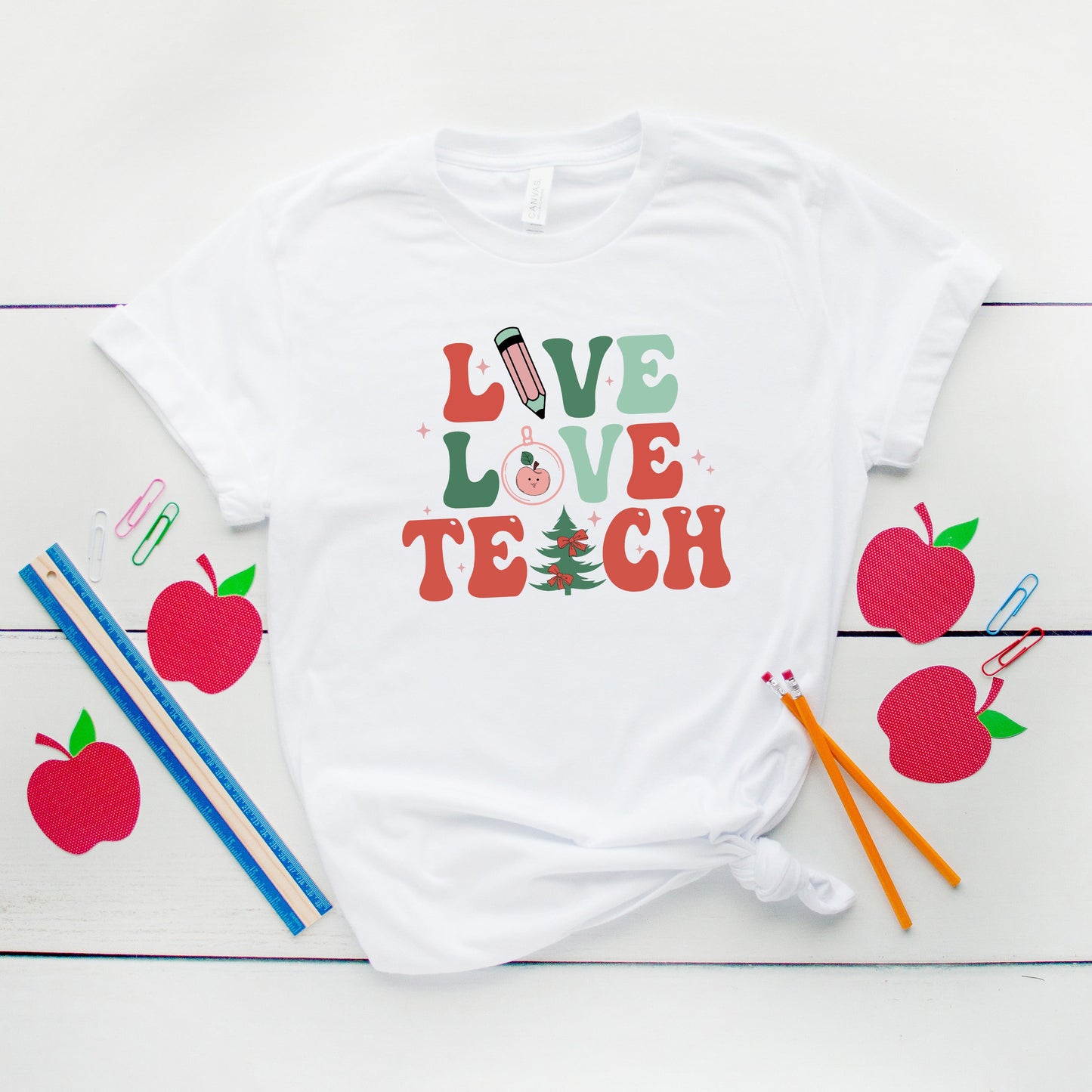 Live Love Teach Christmas | Short Sleeve Graphic Tee