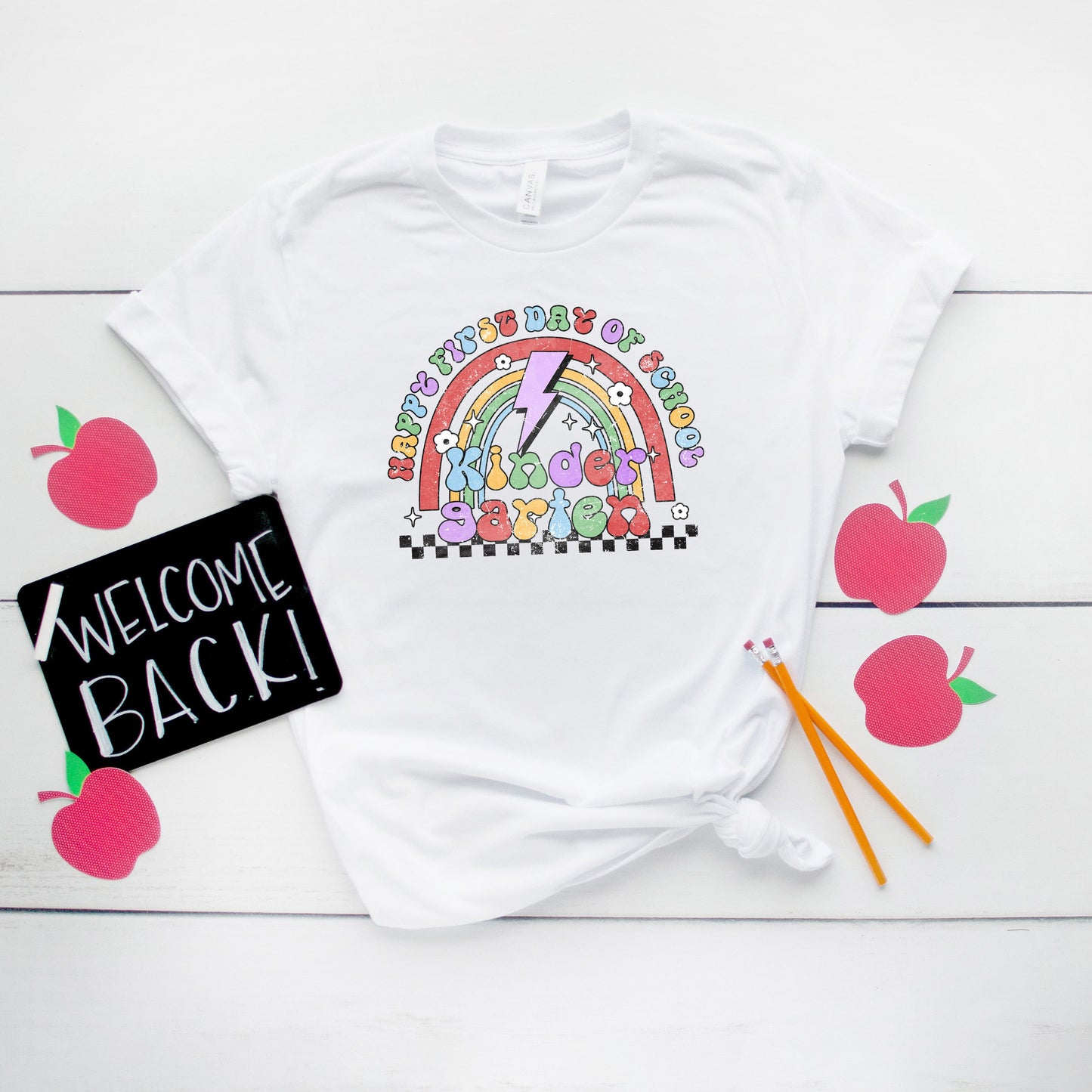 First Day Kindergarten Rainbow | Short Sleeve Graphic Tee