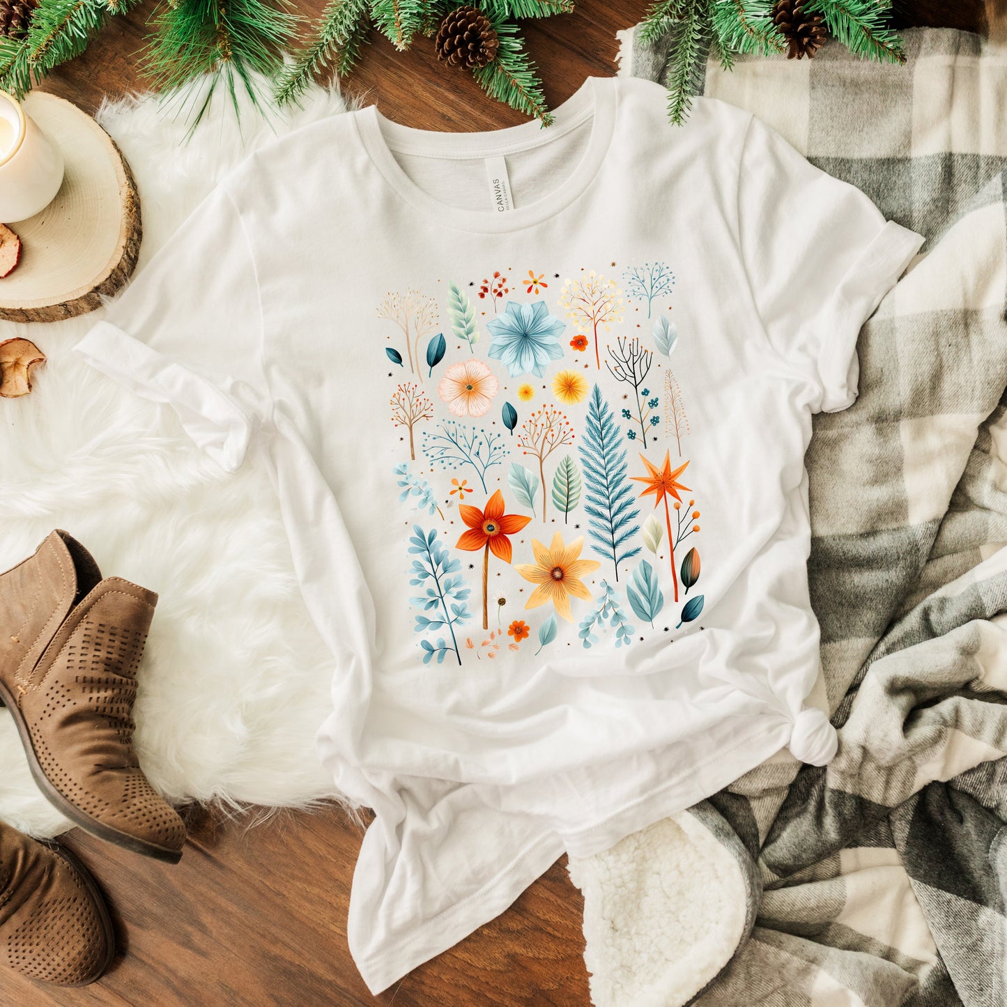 Winter Floral | Short Sleeve Crew Neck