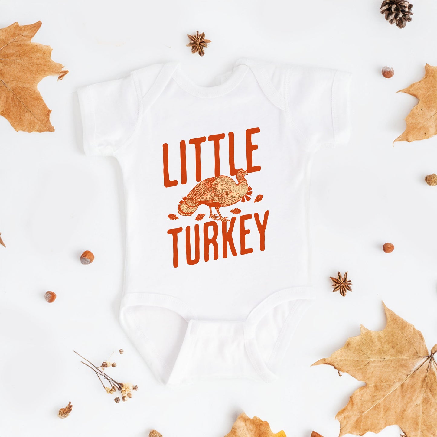 Little Turkey Orange | Baby Graphic Short Sleeve Bodysuit