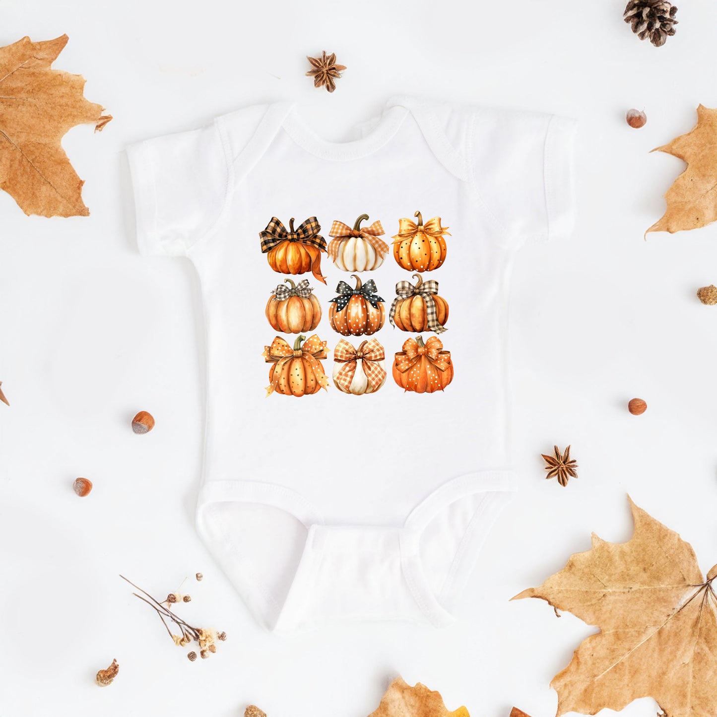 Coquette Fall Pumpkin Chart | Baby Graphic Short Sleeve Bodysuit