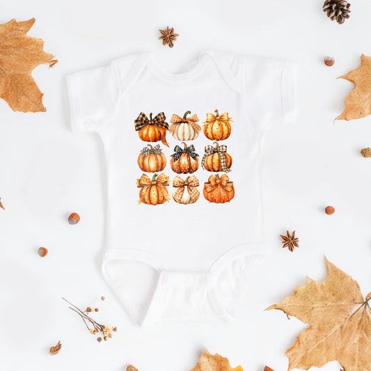 Coquette Fall Pumpkin Chart | Baby Graphic Short Sleeve Bodysuit