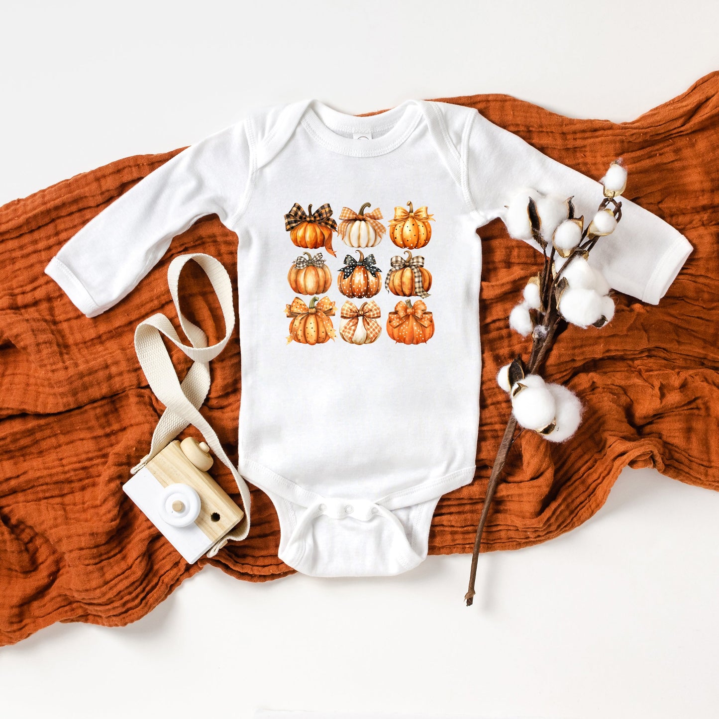 Coquette Fall Pumpkin Chart | Baby Graphic Long Sleeve Bodysuit