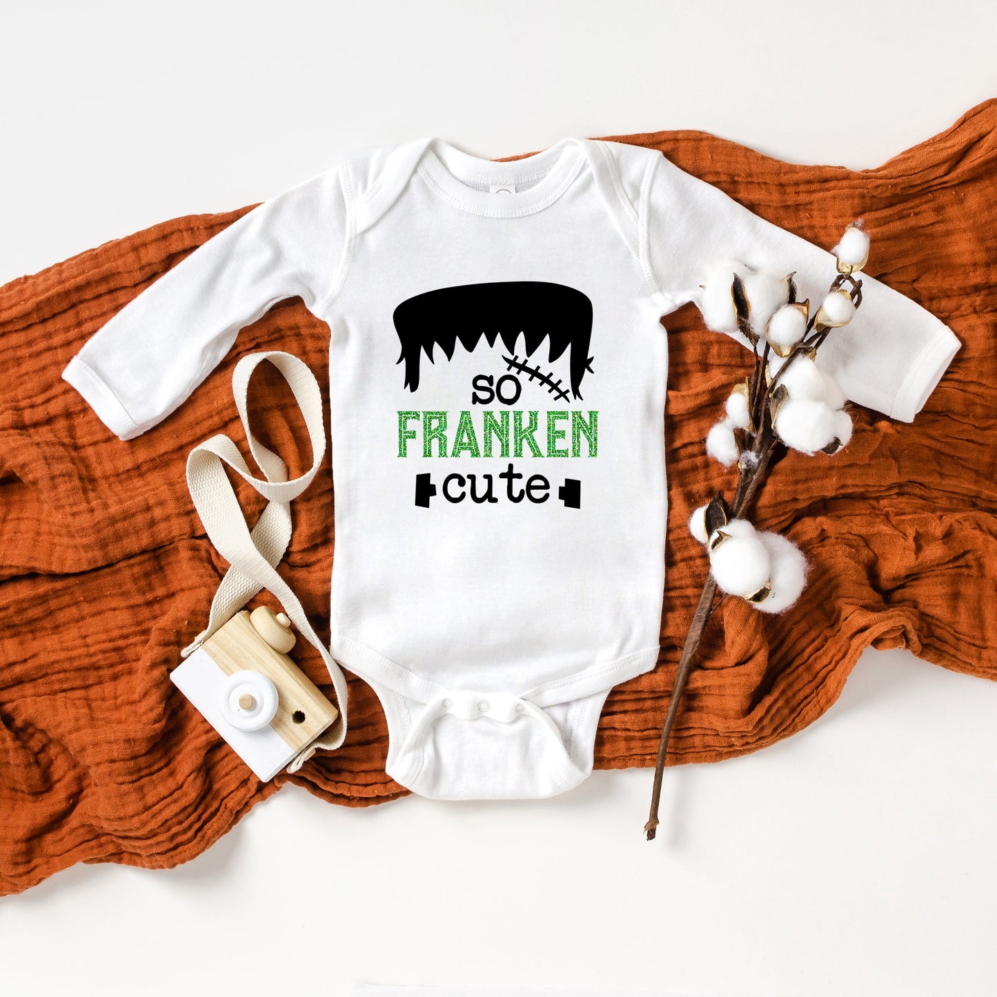 So Franken Cute Glitter | Baby Graphic Long Sleeve Bodysuit