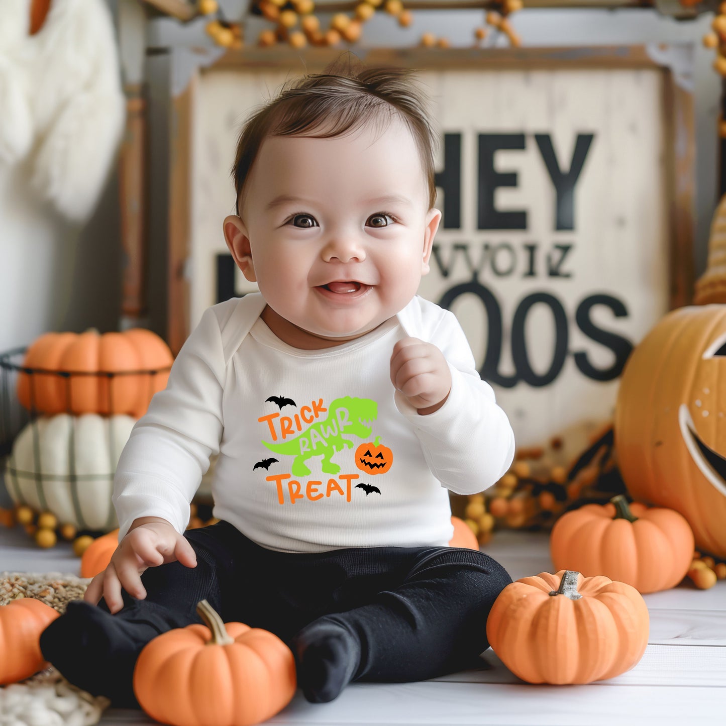 Trick Rawr Treat | Baby Graphic Long Sleeve Bodysuit