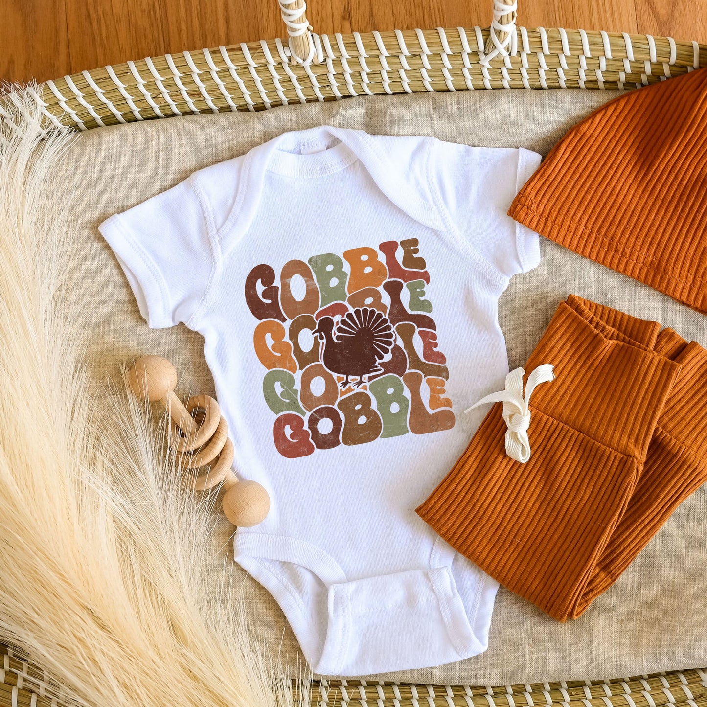 Gobble Turkey | Baby Graphic Short Sleeve Bodysuit