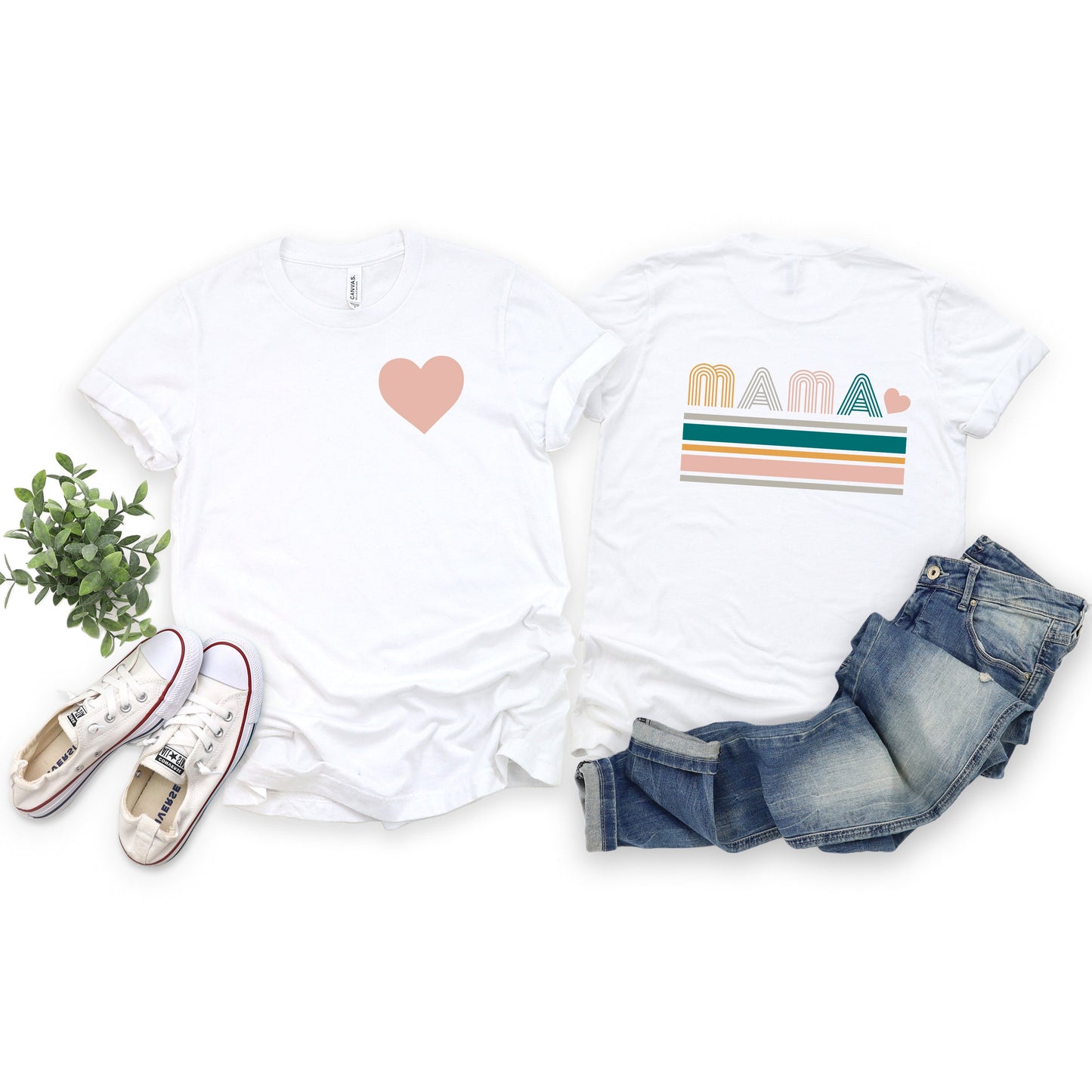 Retro Mama Stripes | Front & Back Short Sleeve Graphic Tee