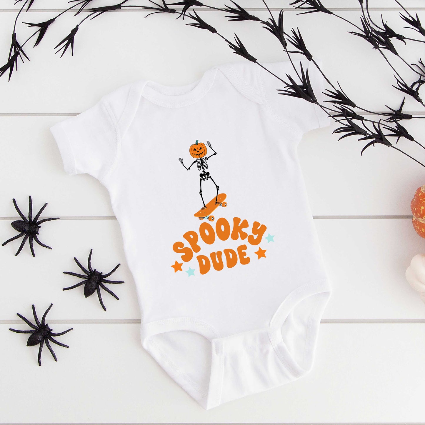 Spooky Dude Skeleton | Baby Graphic Short Sleeve Bodysuit