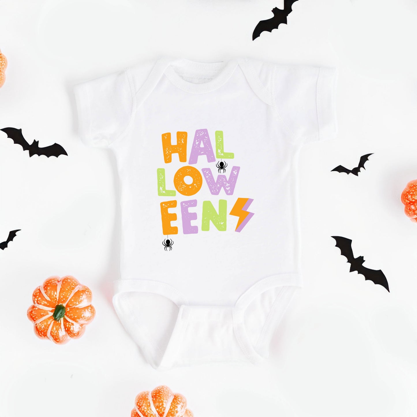 Halloween Lightning Bolt Colorful | Baby Graphic Short Sleeve Bodysuit
