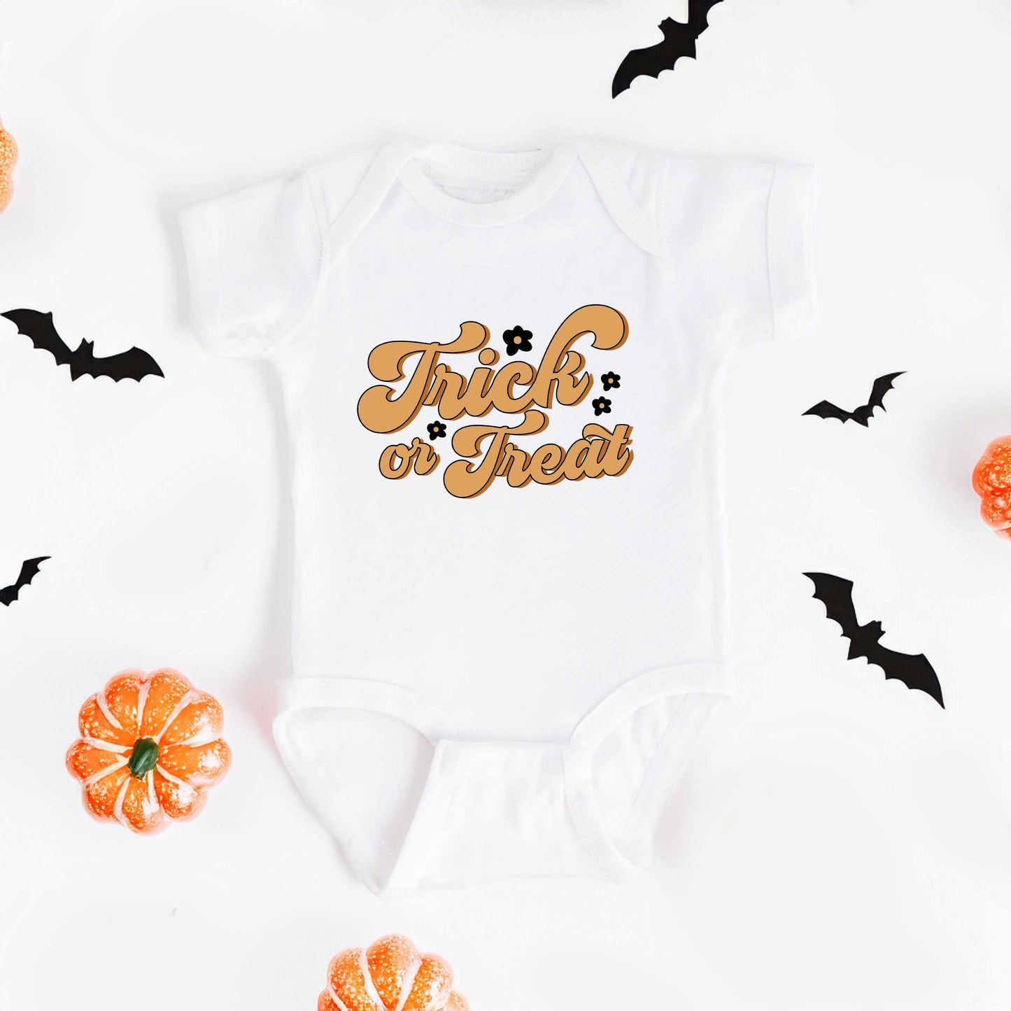 Trick Or Treat Flowers | Baby Graphic Short Sleeve Bodysuit