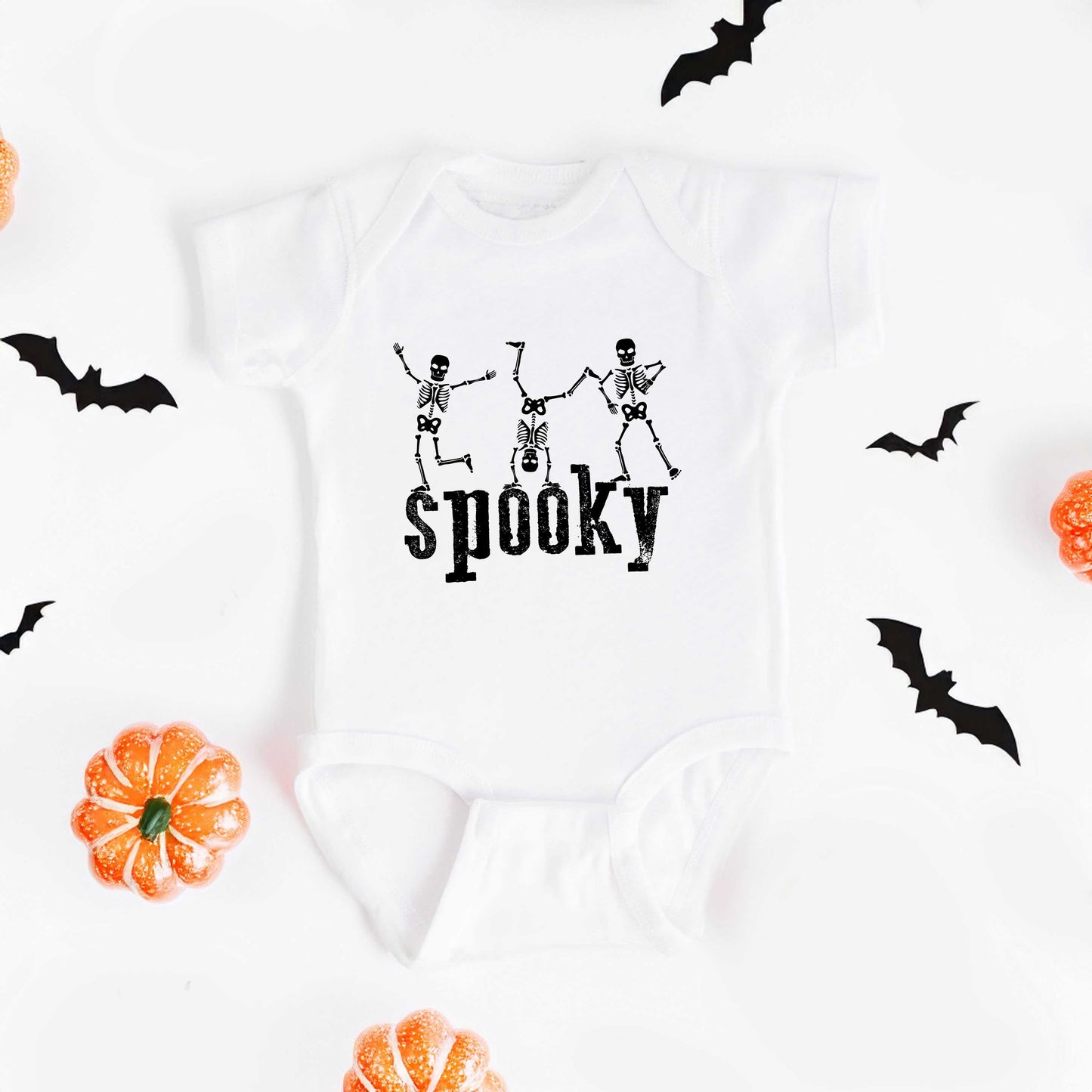 Spooky Dancing Skeletons | Baby Graphic Short Sleeve Bodysuit