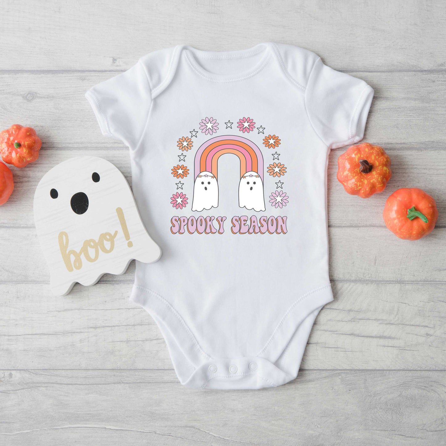 Spooky Season Rainbow | Baby Graphic Short Sleeve Bodysuit