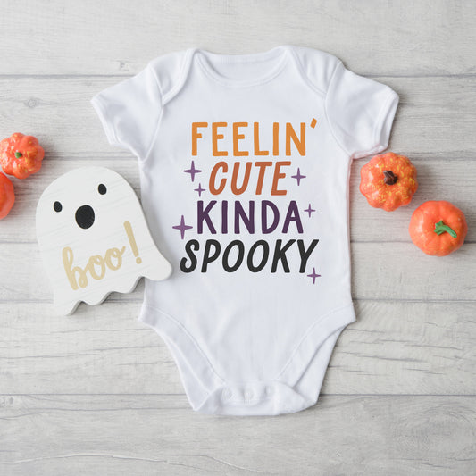 Feelin' Cute Kinda Spooky | Baby Graphic Short Sleeve Bodysuit