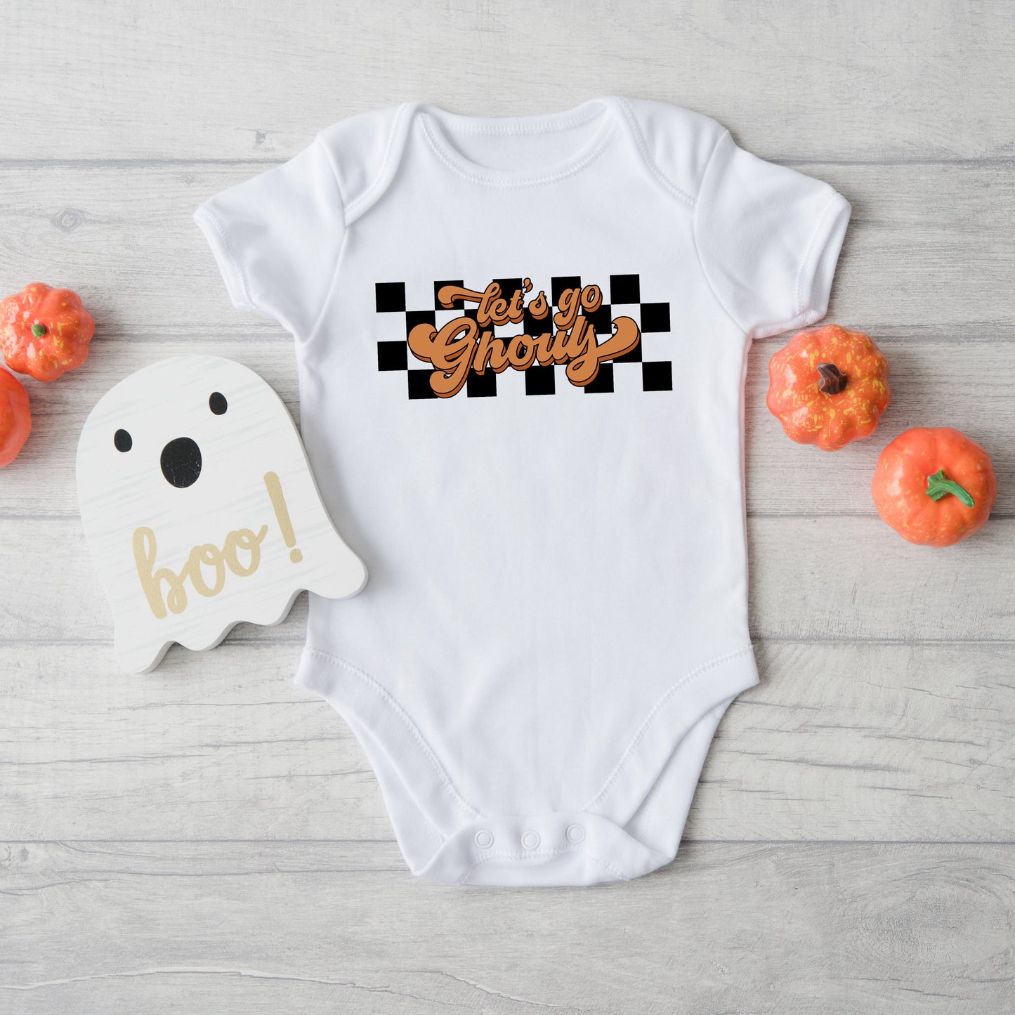 Let's Go Ghouls Checkered | Baby Graphic Short Sleeve Bodysuit