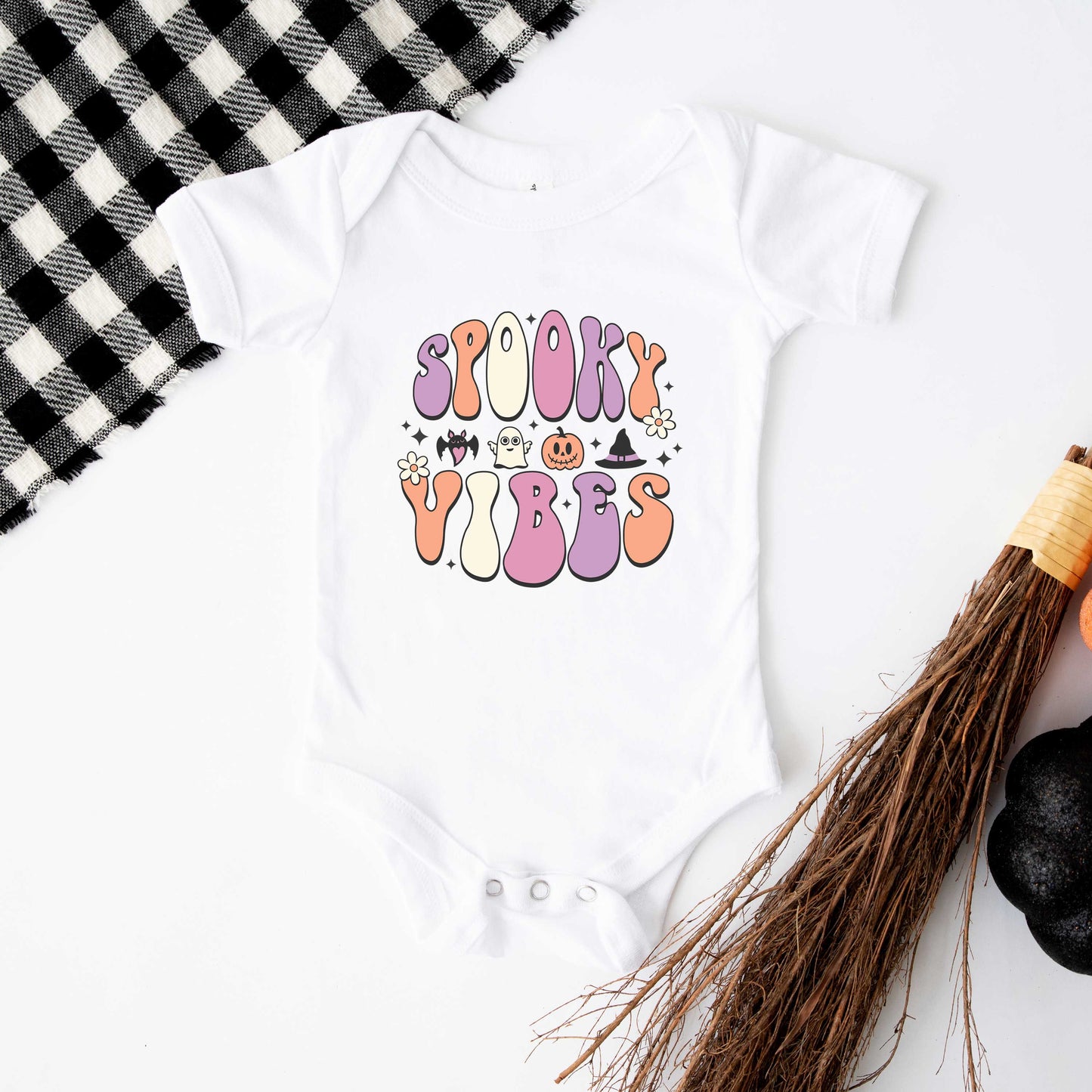 Spooky Vibes Bubble | Baby Graphic Short Sleeve Bodysuit