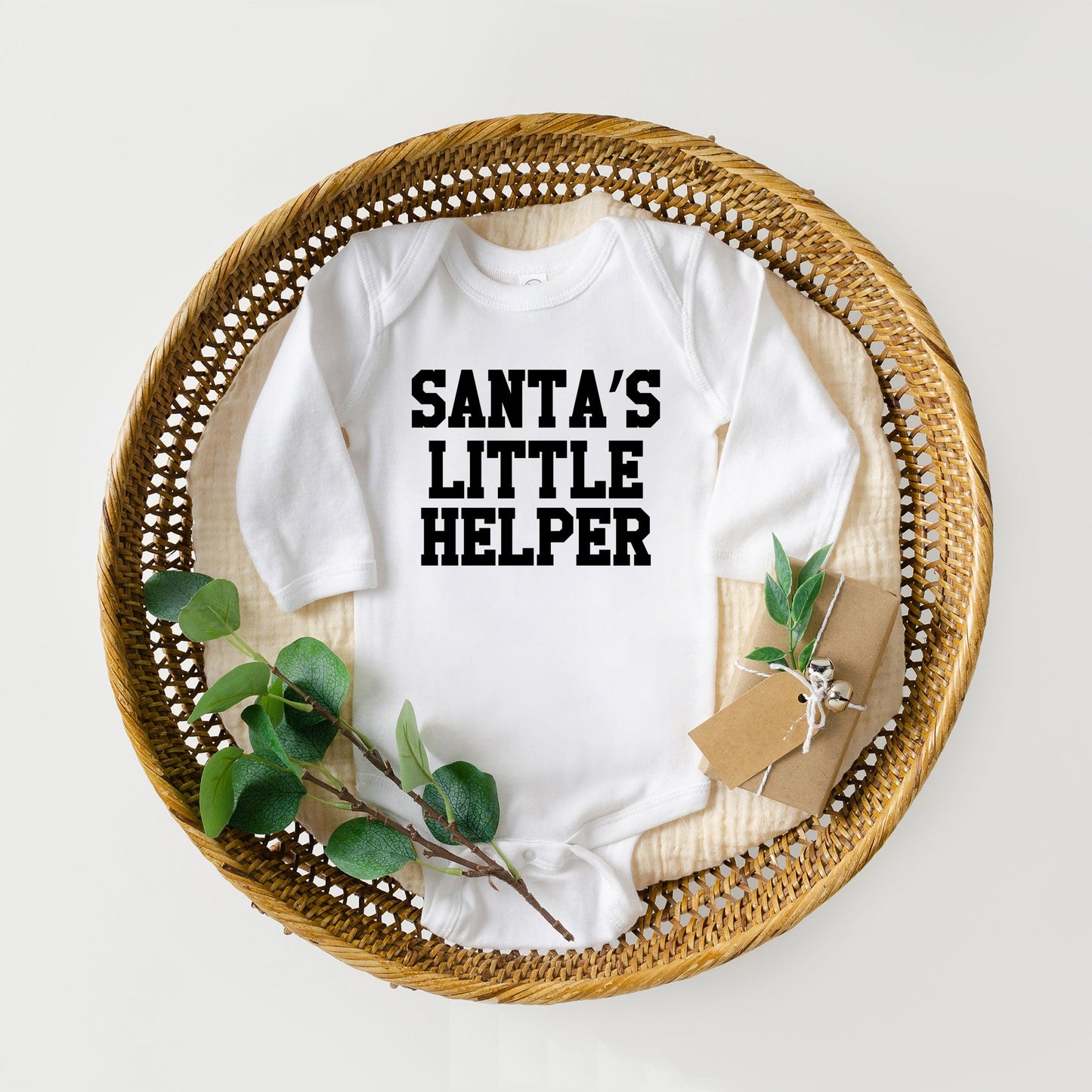 Santa's Little Helper Words | Baby Graphic Long Sleeve Bodysuit