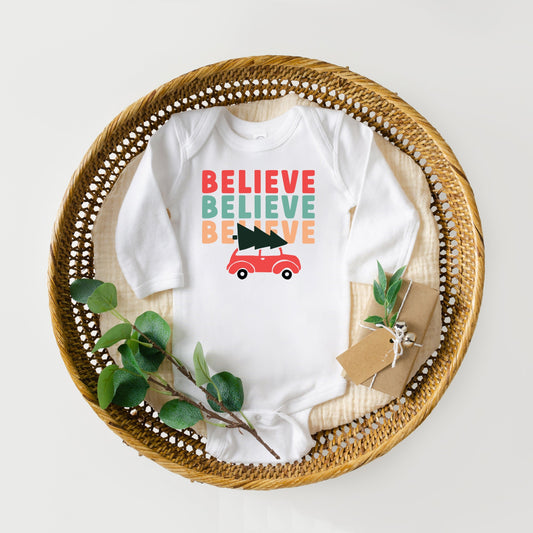 Believe Stacked Car | Baby Long Sleeve Bodysuit