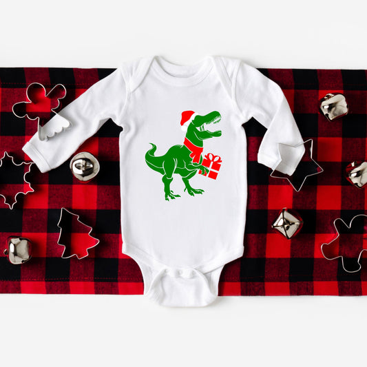 Dino Present | Baby Graphic Long Sleeve Bodysuit