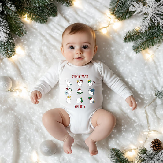 Christmas Spirits Red Words | Baby Graphic Long Sleeve Bodysuit
