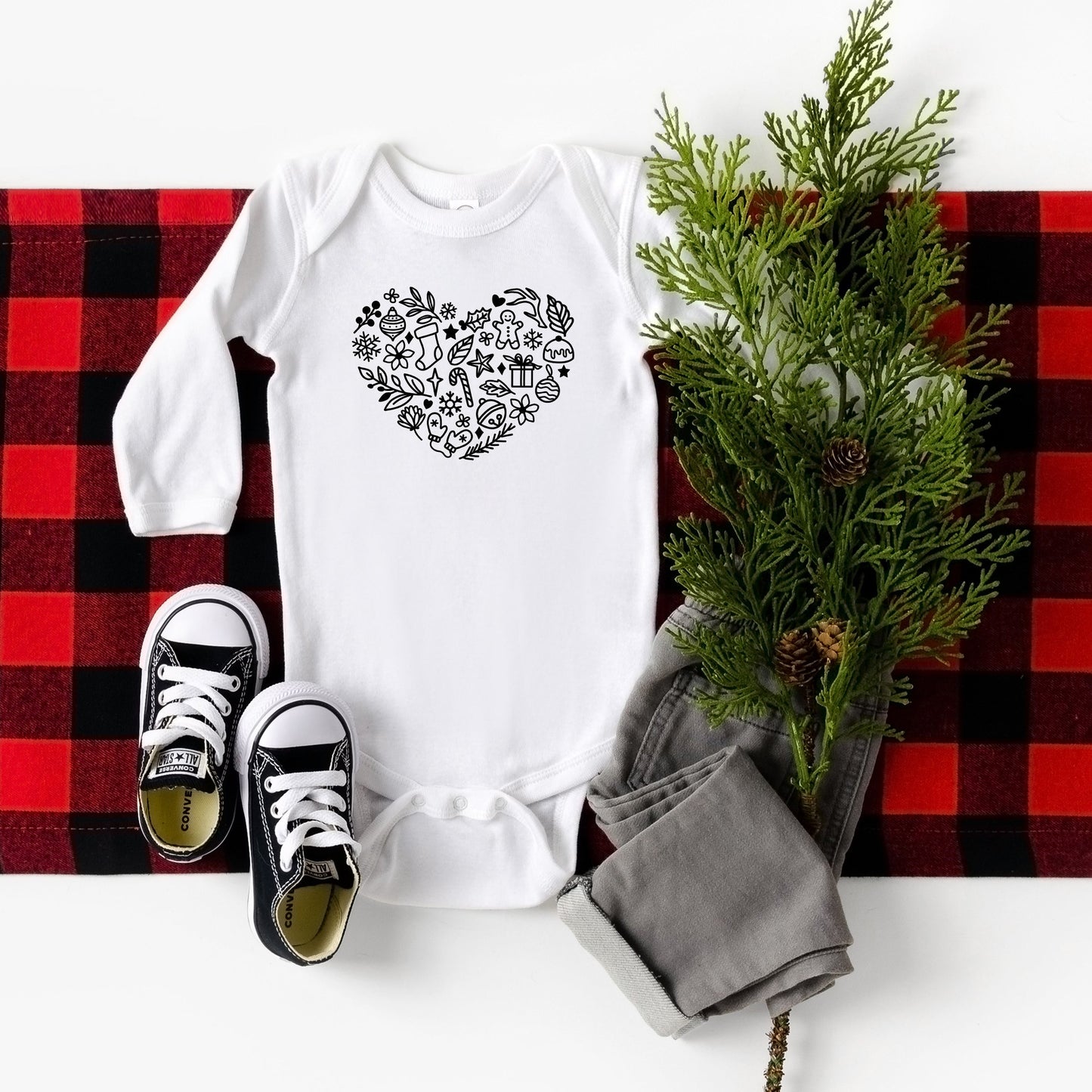 Christmas Heart | Baby Long Sleeve Bodysuit