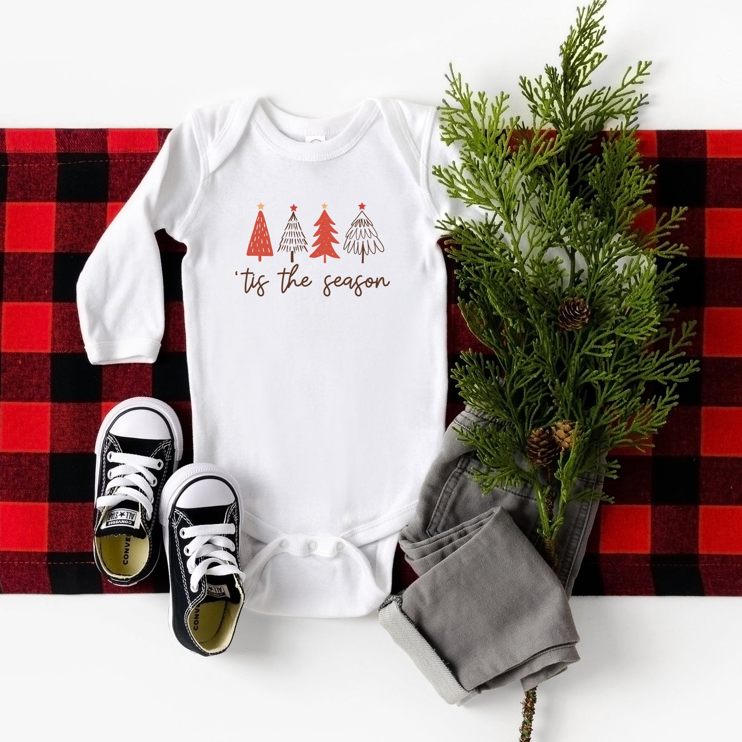 Tis The Season Trees | Baby Long Sleeve Bodysuit