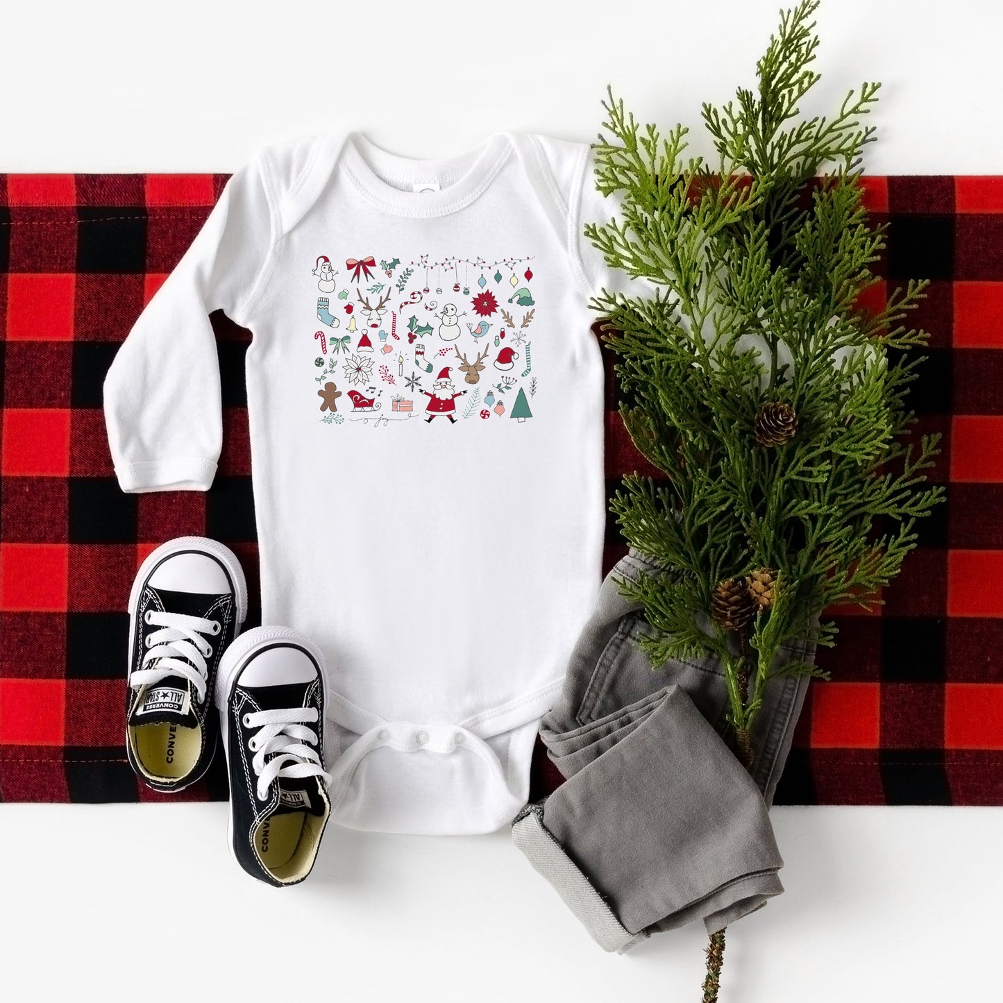 Christmas Doodles | Baby Long Sleeve Bodysuit