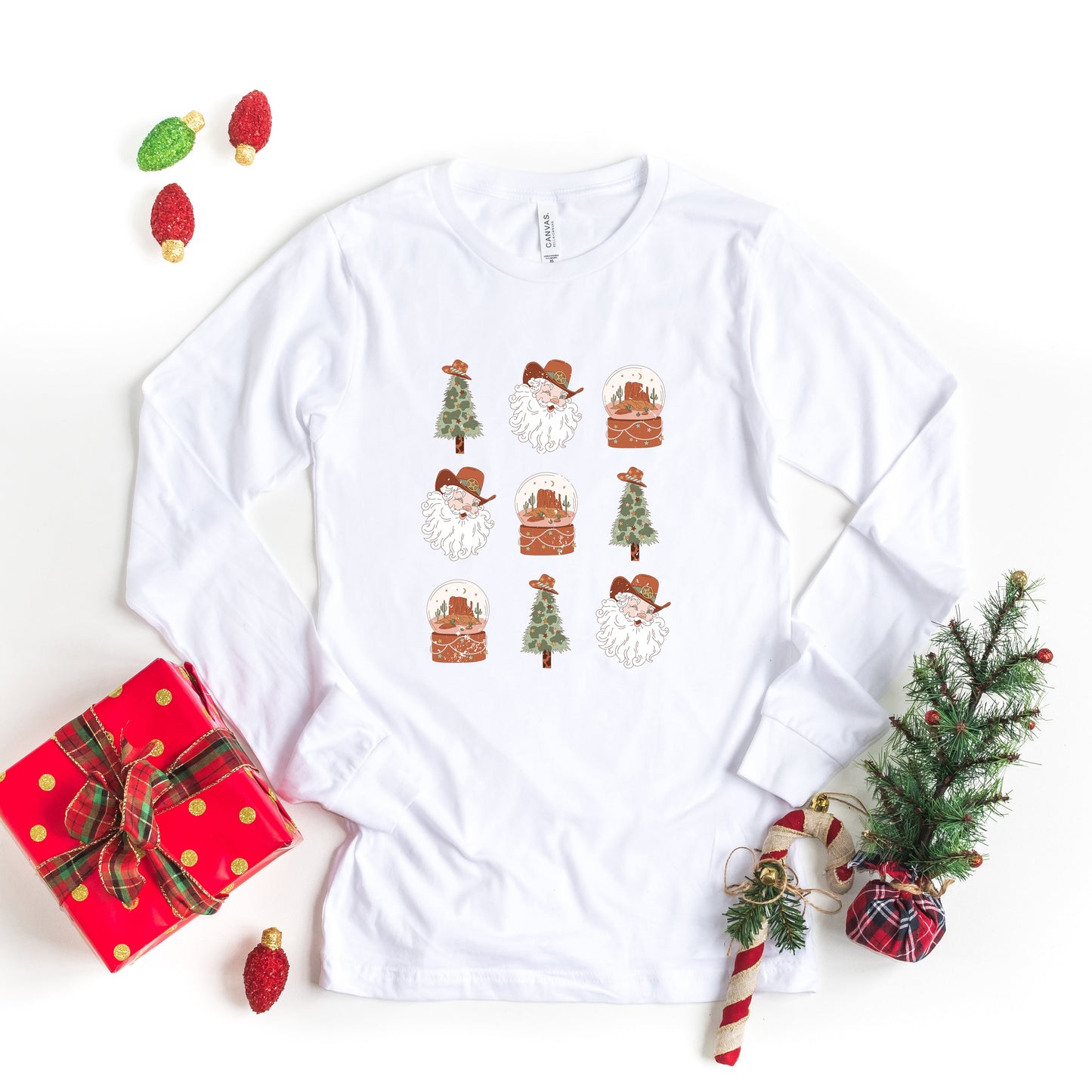 Western Santa Snowglobe | Long Sleeve Crew Neck