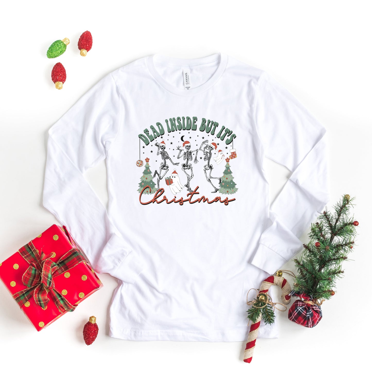 Dead Inside Christmas Skeleton | Long Sleeve Crew Neck