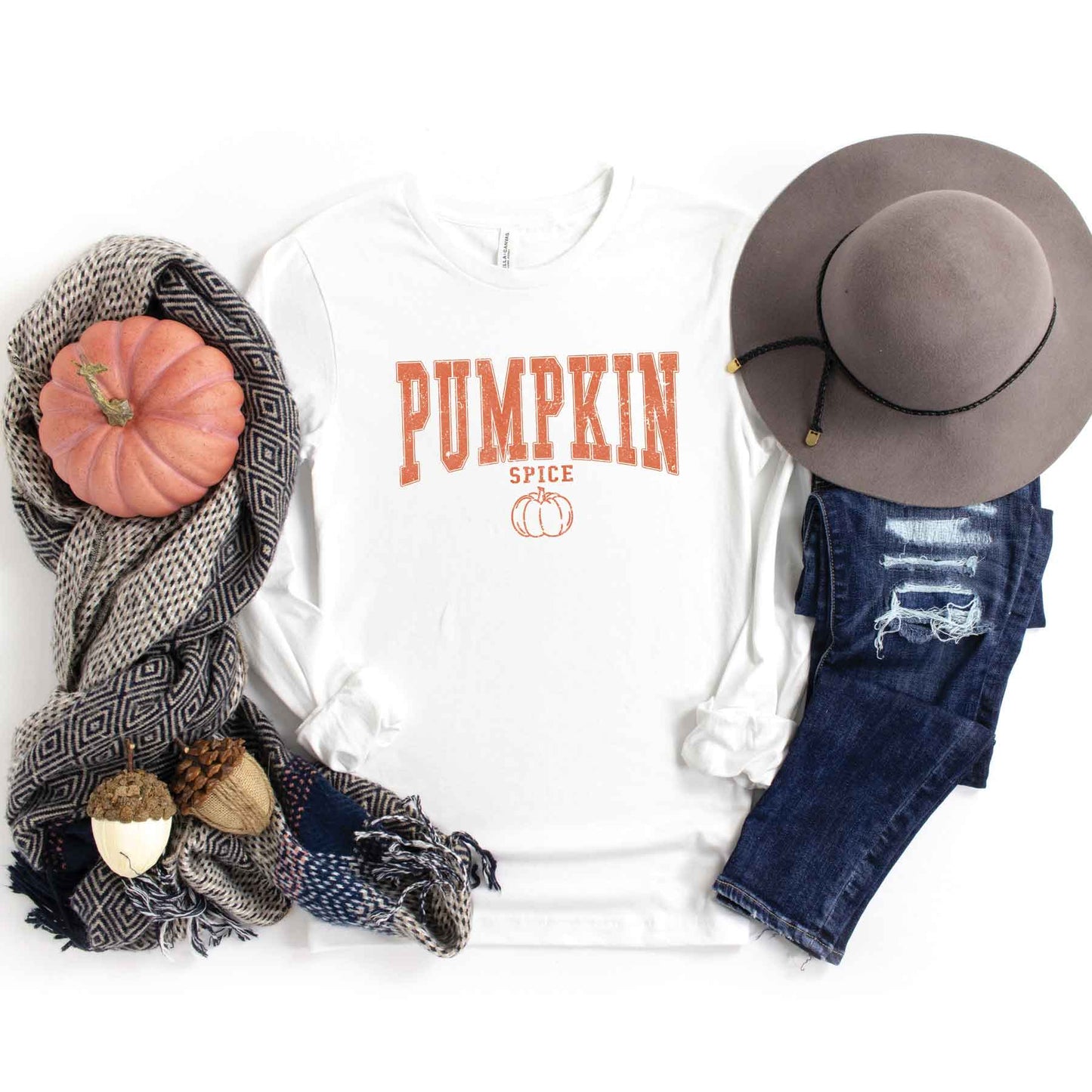 Pumpkin Spice Varsity |  Long Sleeve Crew Neck