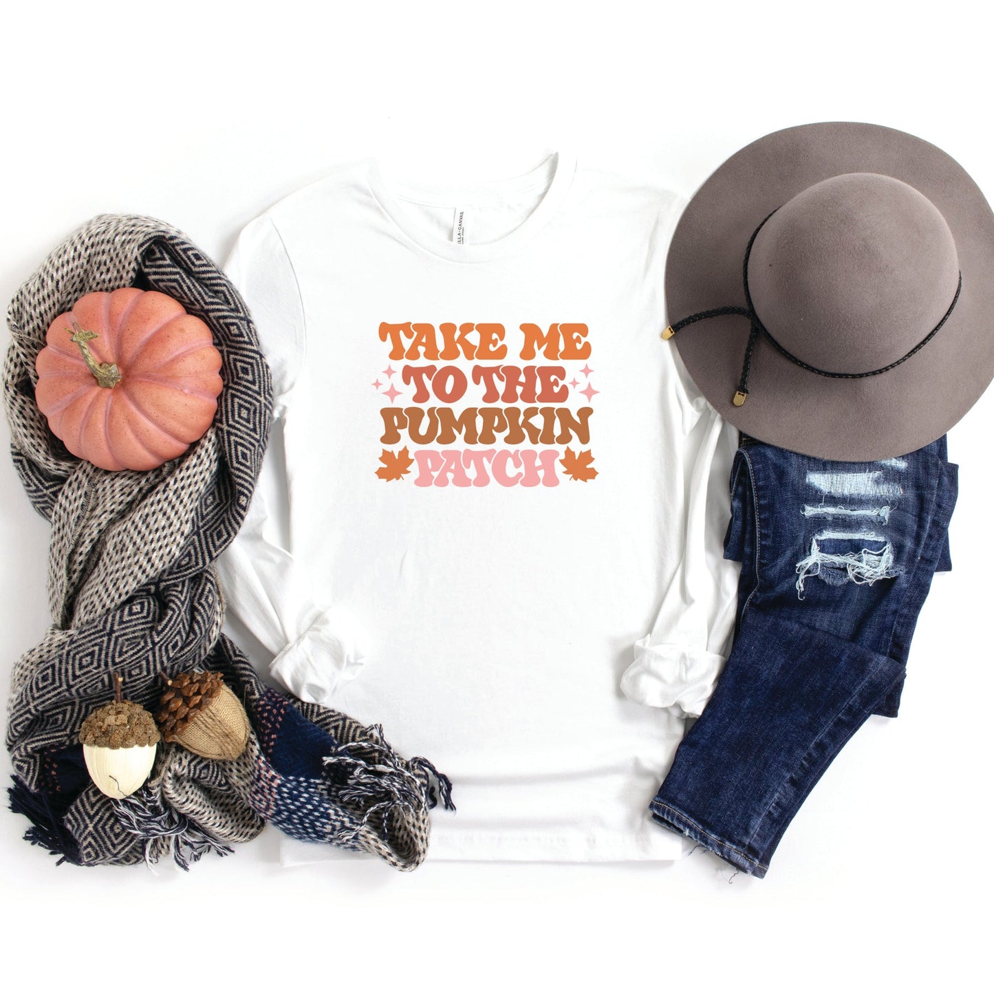 Retro Take Me To The Pumpkin Patch | Long Sleeve Crew Neck