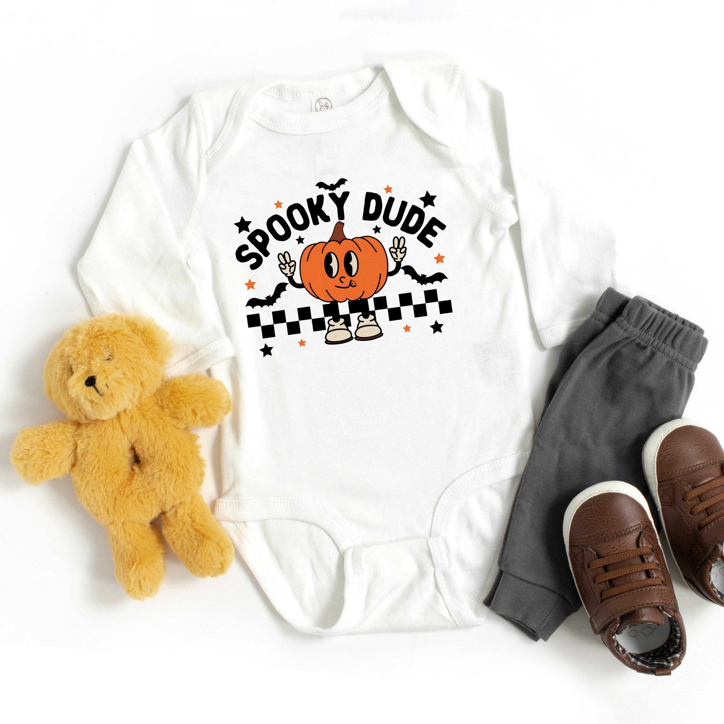 Spooky Dude Pumpkin | Baby Graphic Long Sleeve Bodysuit