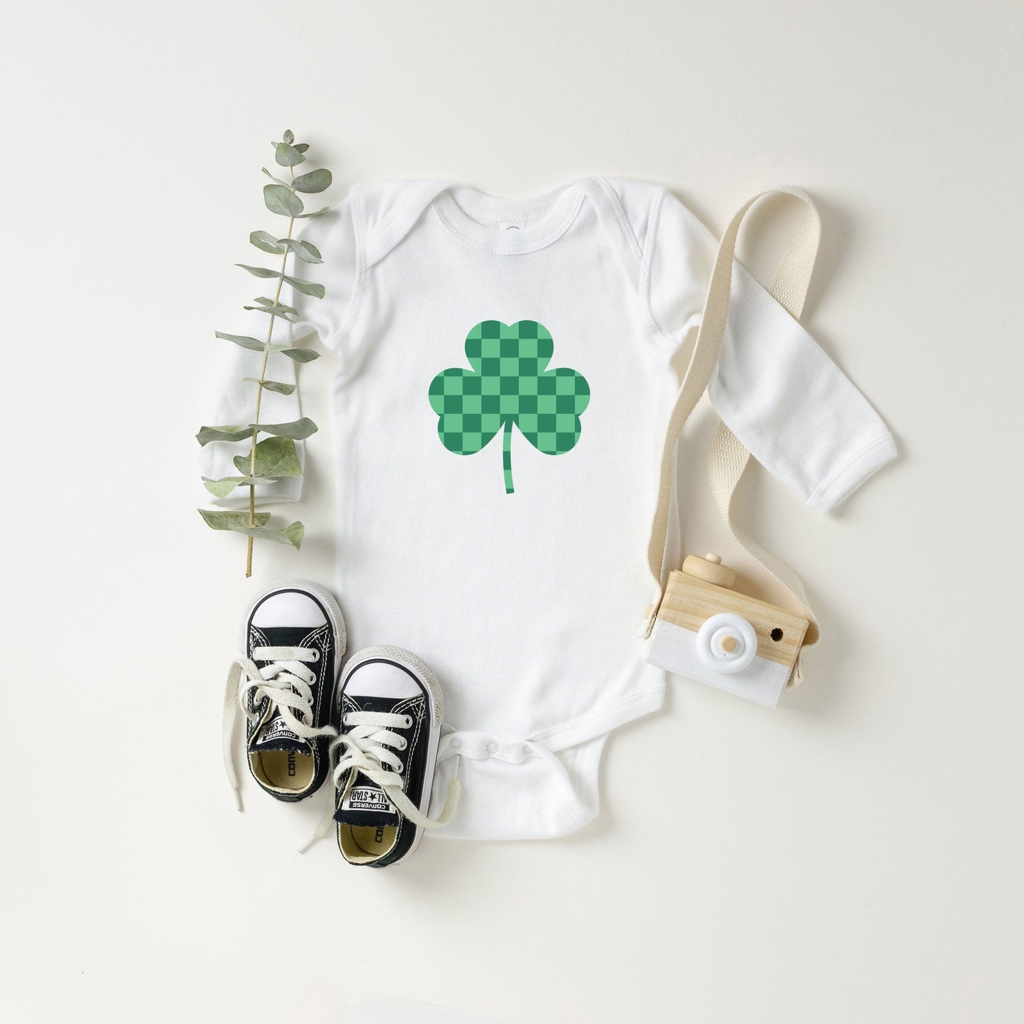 Checker Shamrock | Baby Long Sleeve Bodysuit