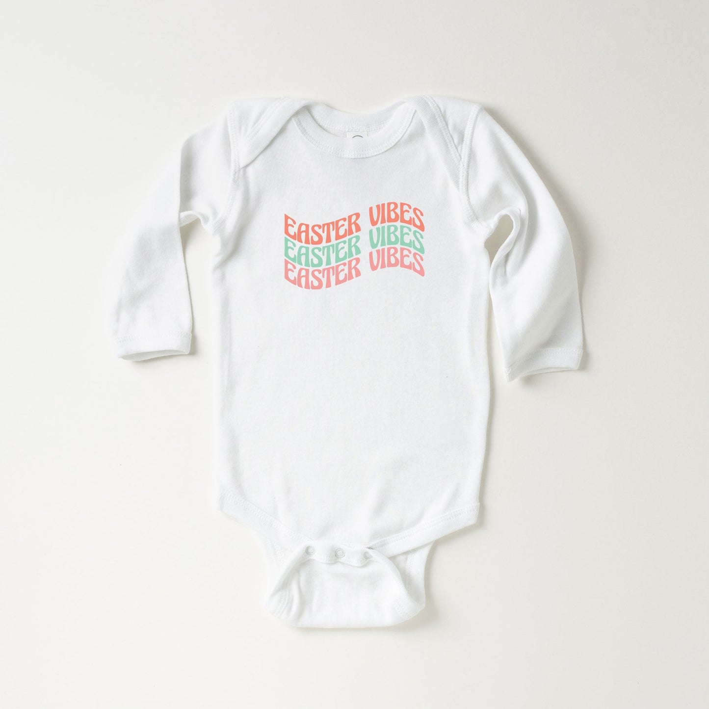 Easter Vibes Wavy Stacked | Baby Long Sleeve Bodysuit