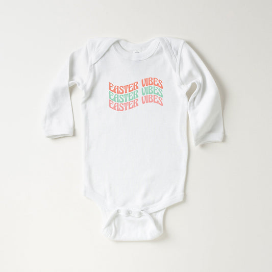 Easter Vibes Wavy Stacked | Baby Long Sleeve Bodysuit