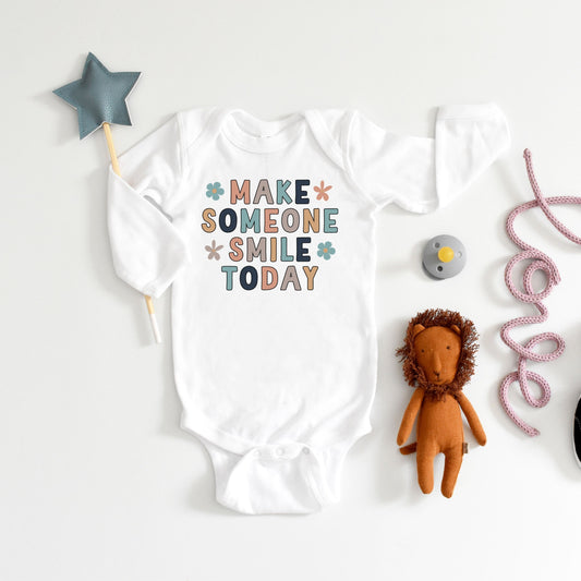 Make Someone Smile Today | Baby Graphic Long Sleeve Bodysuit