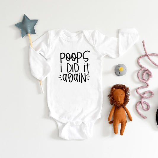 Poops I Did It Again | Baby Long Sleeve Bodysuit