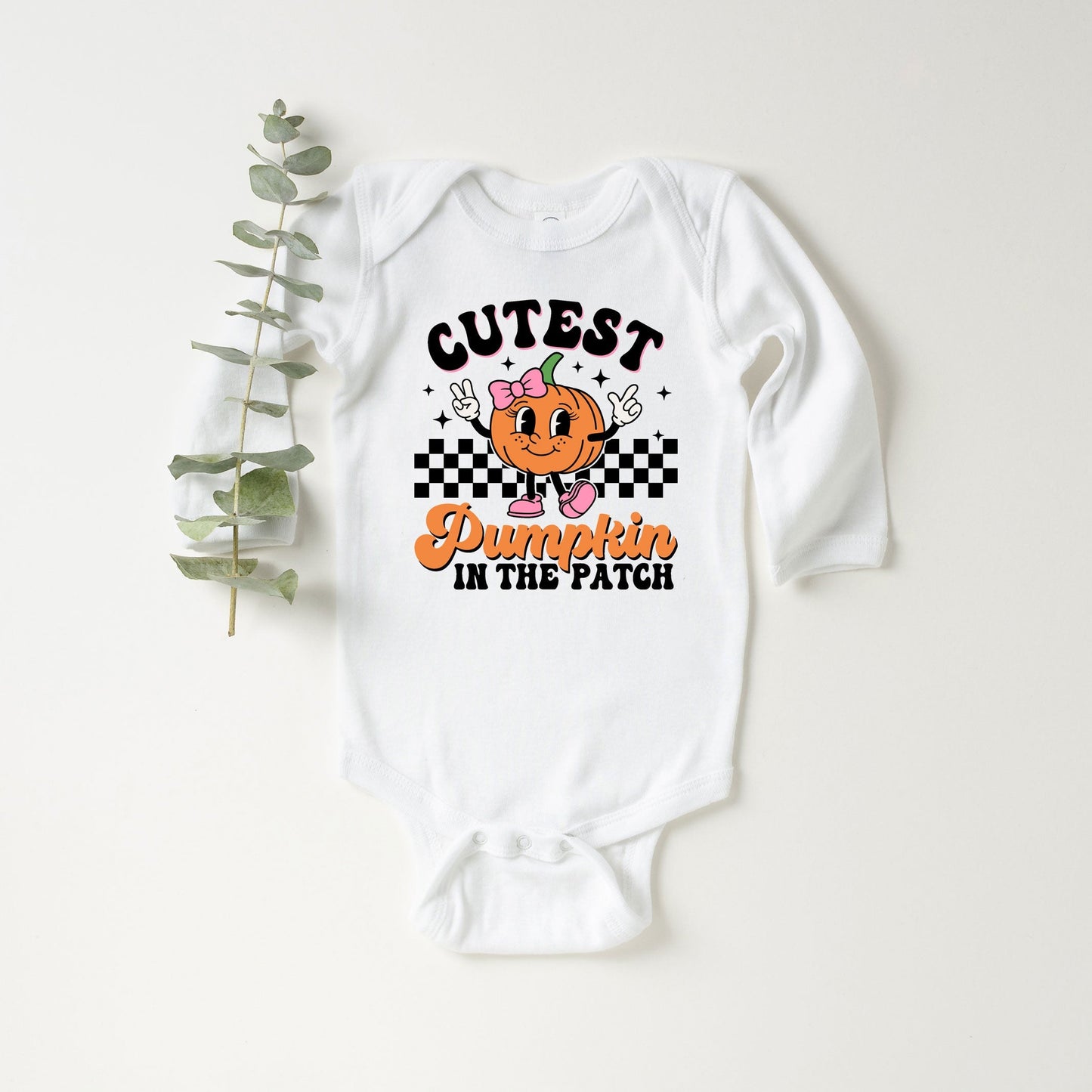 Cutest Pumpkin Checkered | Baby Graphic Long Sleeve Bodysuit