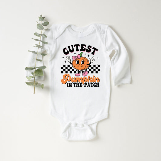 Cutest Pumpkin Checkered | Baby Graphic Long Sleeve Bodysuit