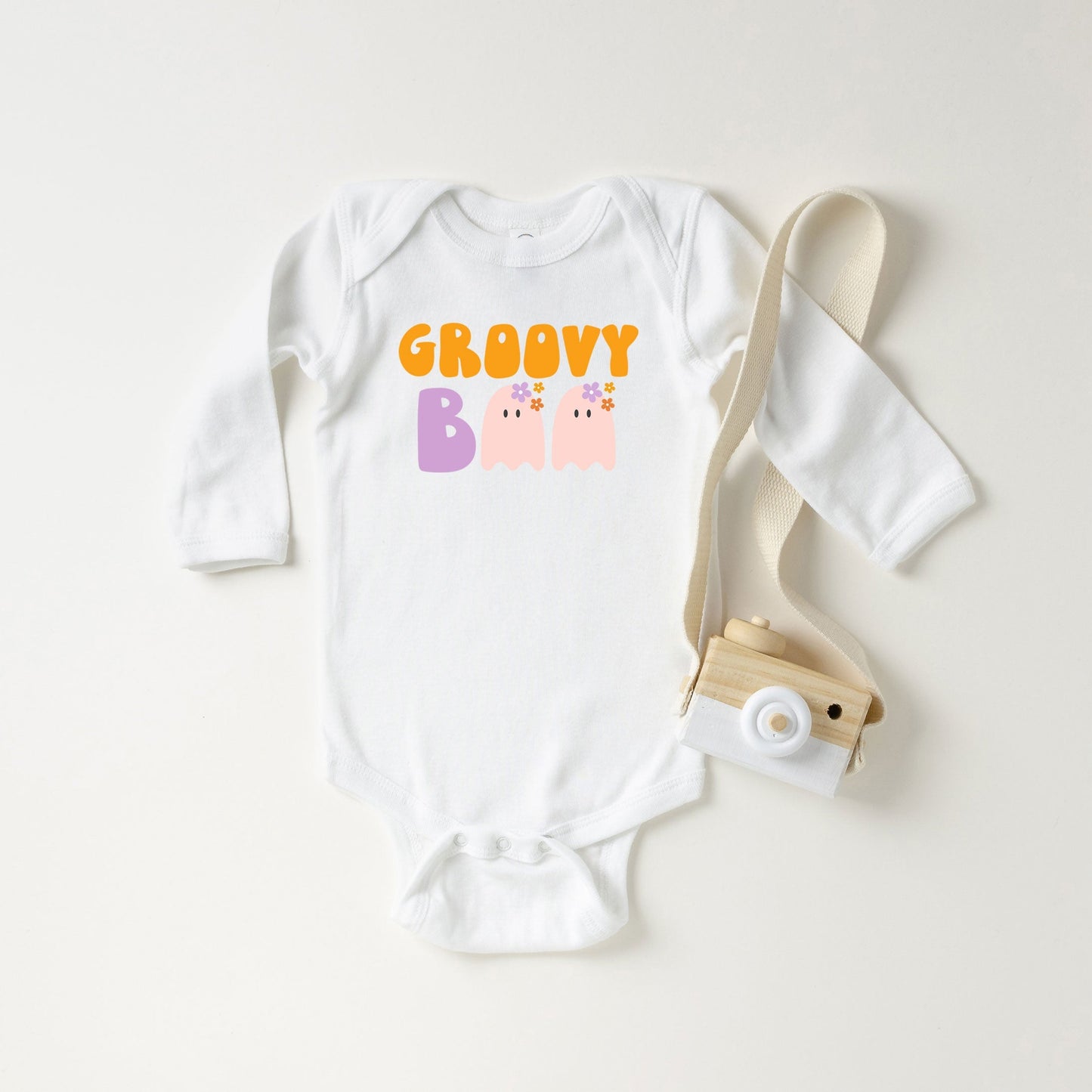 Groovy Boo Ghost | Baby Graphic Long Sleeve Bodysuit